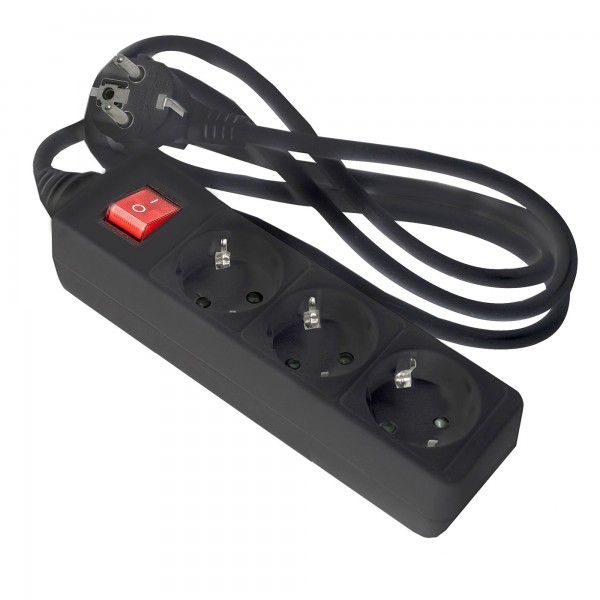 Base onlex negra 3tomas cable/int.1,5mt