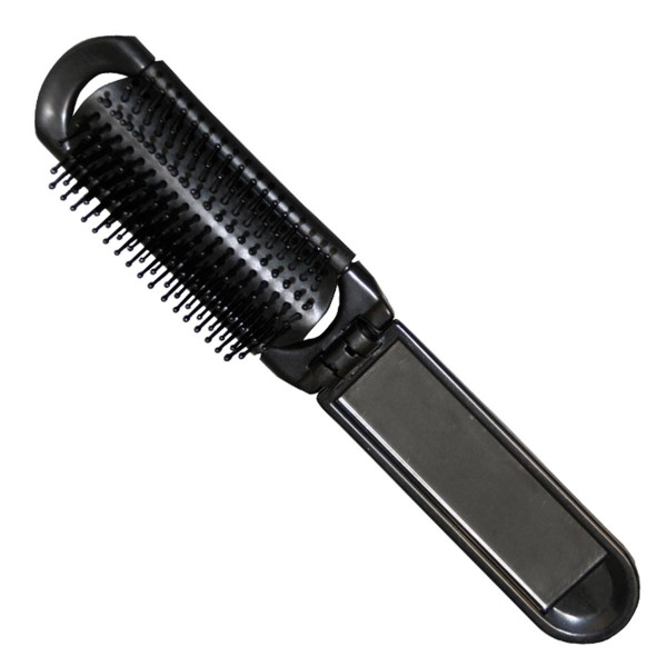 Eurostil plegable negro negro cepillo de pelo con espejo negro negro 1un