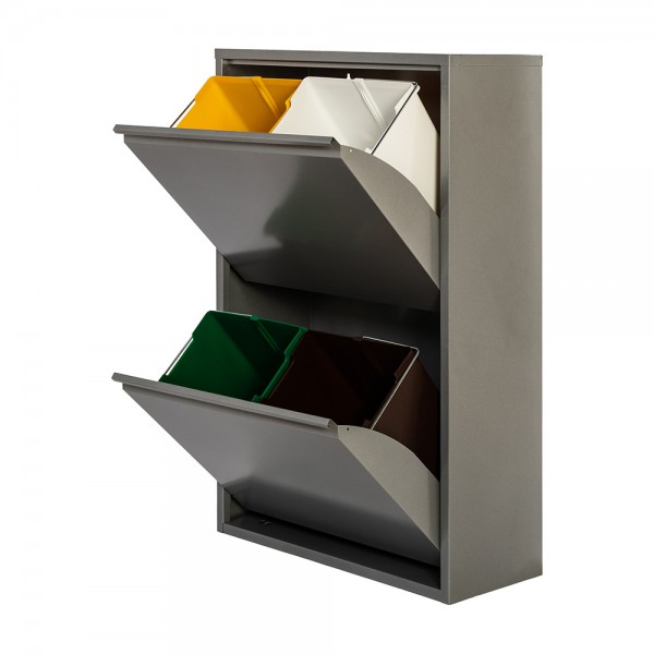 Armario metalico reciclaje 4 cajones gris 92 x 60 x 25 cm