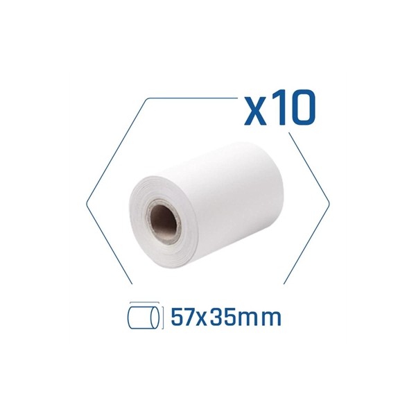 Iggual pack 10 rollos papel térmico datáfono 57x35